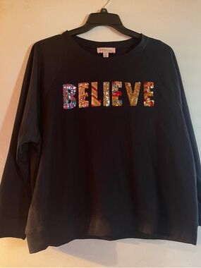 Philosophy Black Sweatshirt with Multicolor Sequin BELIEVE